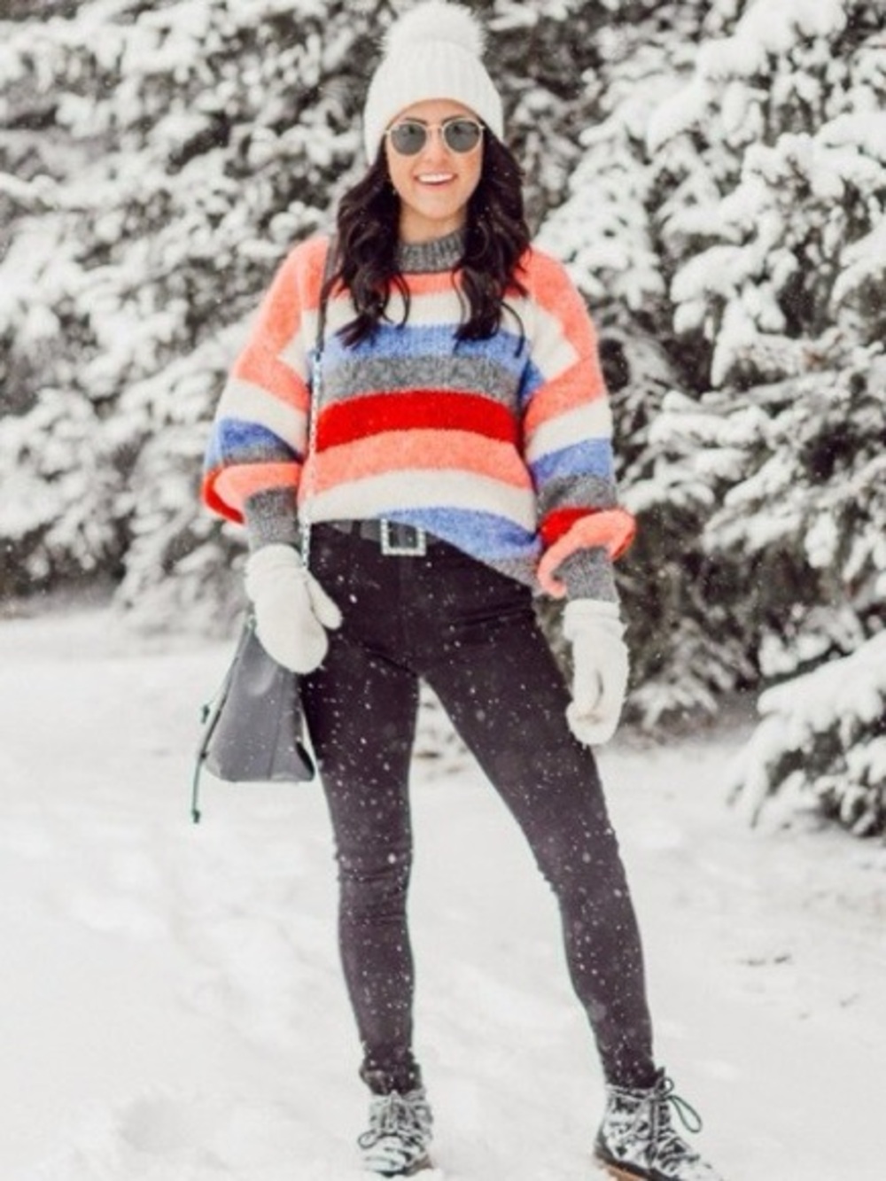 ZARA Striped Multi-Color Cozy Knit Sweater - Pink